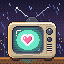Warm Static app icon: a retro TV showing a pink heart